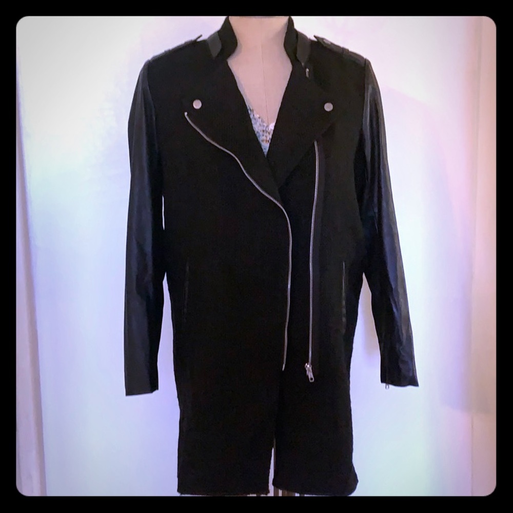 Search for Sanity Blac Zippered Overcoat Jacket